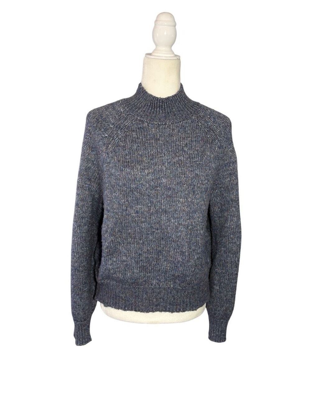 Banana Republic mock neck heathered blue knit sweater - M